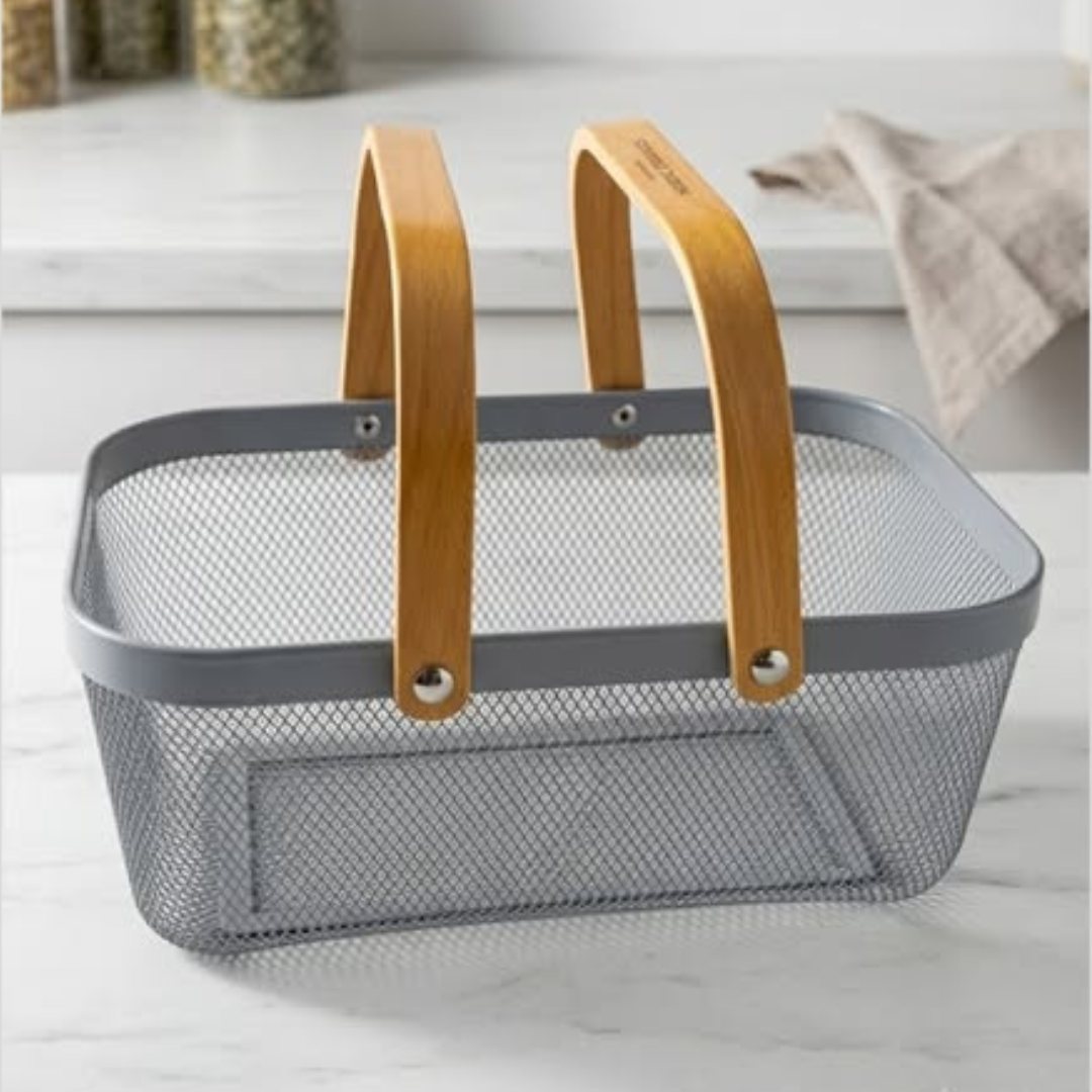 Gray Storage / Fruit Basket with Handles