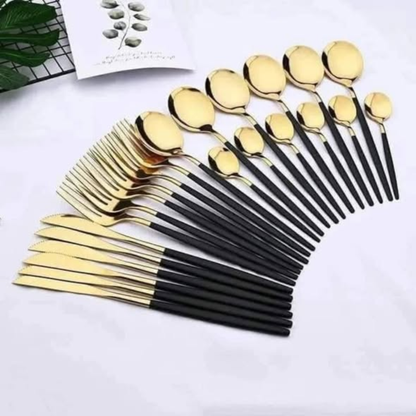 30-Piece White Slim Stainless Steel Cutlery Set