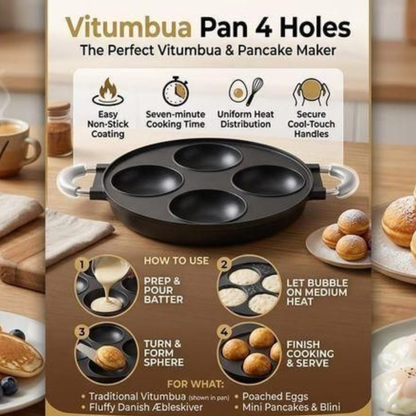 4-Hole Heavy Die-Cast Vitumbua Pan