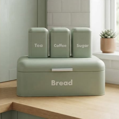 Alloy Bread Bin and 3-Piece Canister Set
