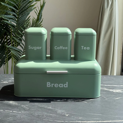 Alloy Bread Bin and 3-Piece Canister Set