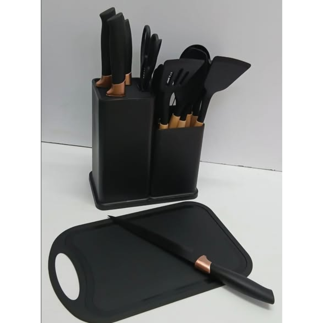 Black 19-in-1 Heat-Resistant Silicone Kitchen Utensil Set