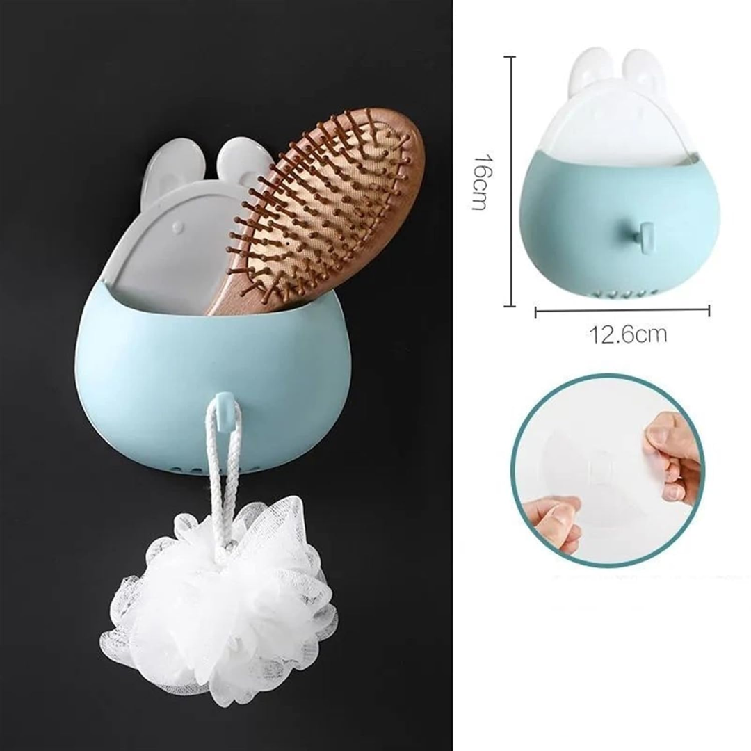 Blue Wall-Mount Seamless Toothbrush Holder