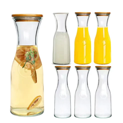 Juice Storage Glass Carafe with Bamboo Lid