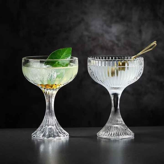 Set of 6 Heavy Ribbed Coupe Glass