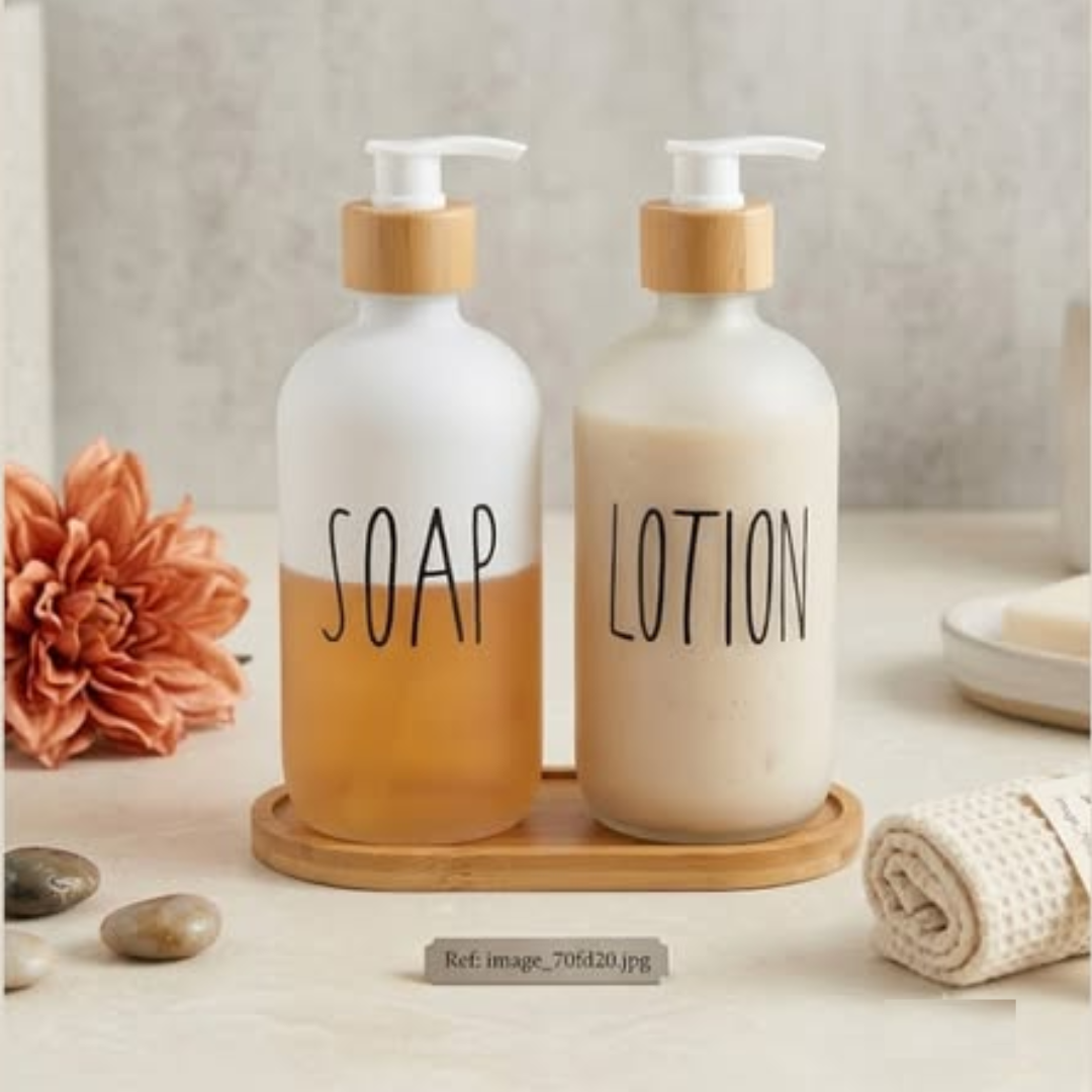 White Soap / Lotion Dispenser Set with Stand 