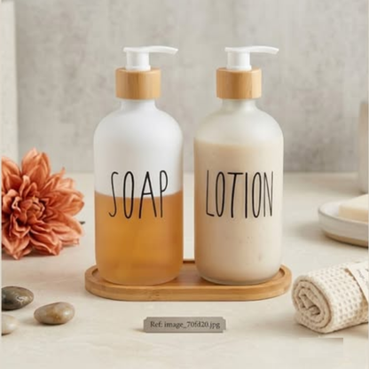 White Soap / Lotion Dispenser Set with Stand 